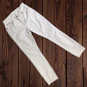 EILEEN FISHER White Off-White Organic Cotton Stretch Skinny Denim Jeans Womens 0